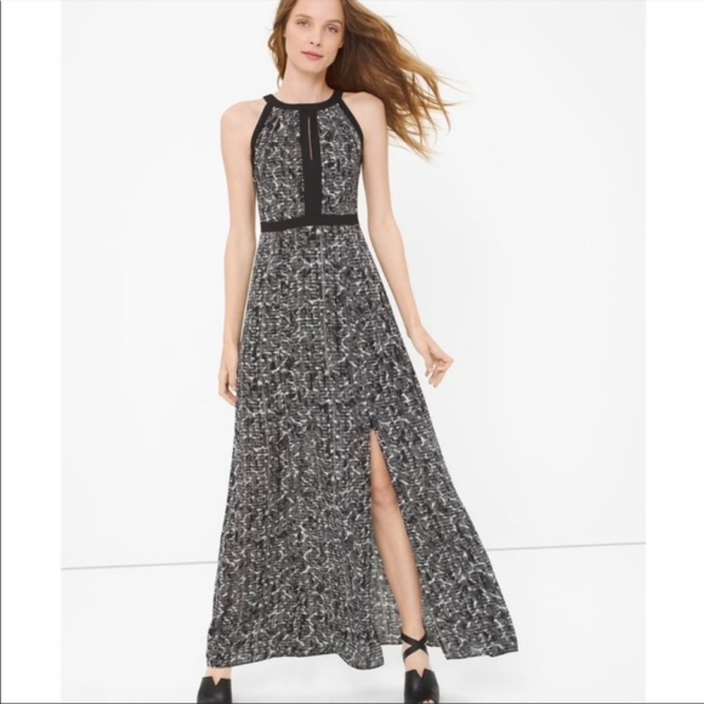 White House Black Market Black and White Print Maxi Dress Size 4‎